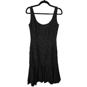 Elegant Foral Black Lace Mermaid Dress - Size 8
